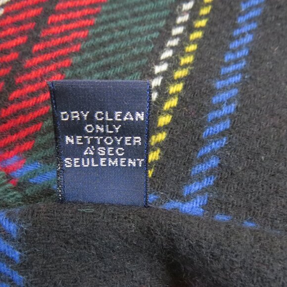 GAP 100% Wool Plaid Scarf Made in Italy Black Stewart Tartan - Large - Picture 9 of 9